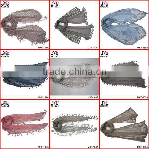 Wholesale new fashion lady's embroidery cotton shawl scarf