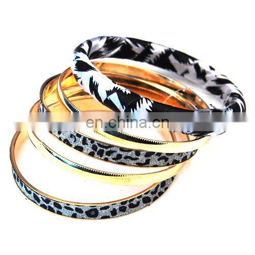 5ps/set Fashion Personality Shiny Glitter Leopard Dots Women's Metal Bangle