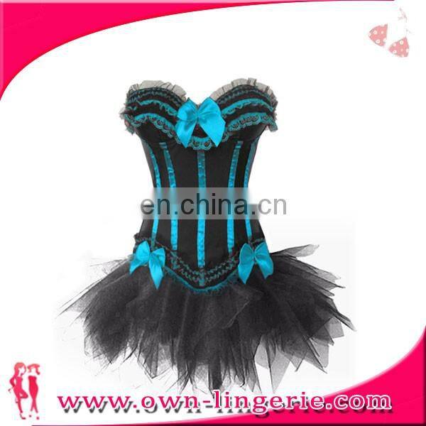 Women's Plus Size Lace Up Corset Lingerie with skirt