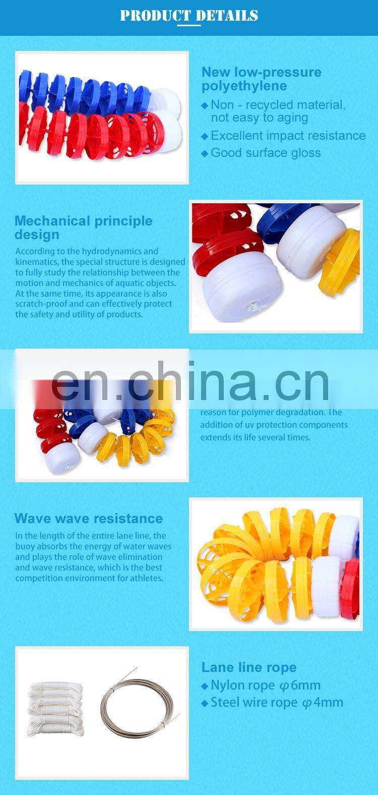 High Quality 11CM Colorful Normal Swimming Pool Lane Rope