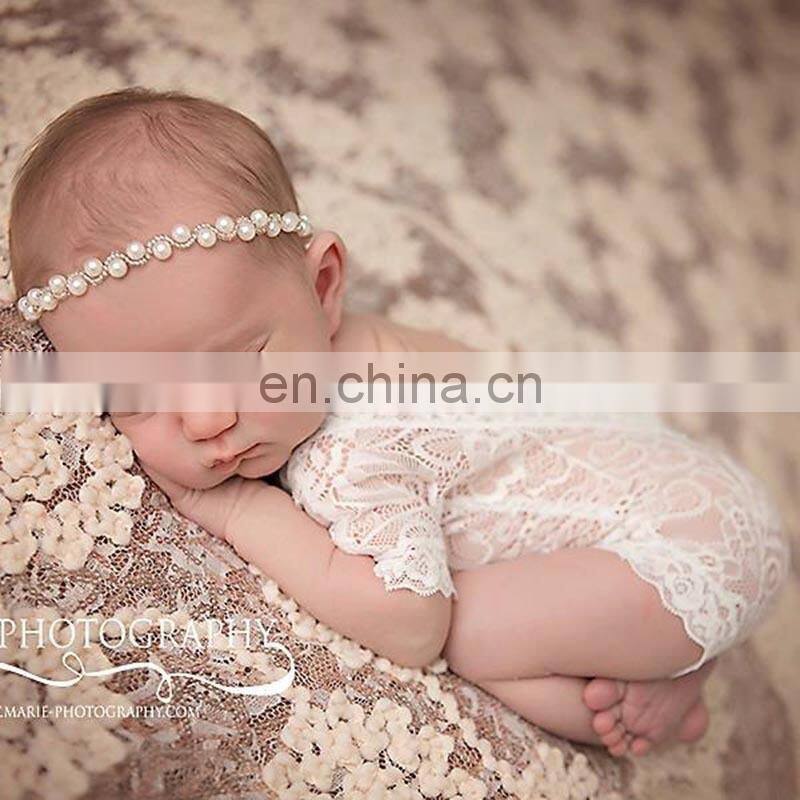 Newborn baby photo clothing baby summer bodysuit beautiful black white lace romper