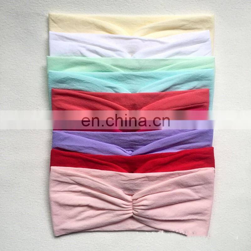Girl Solid Nylon headband Kids concise handmade headwear 10colors