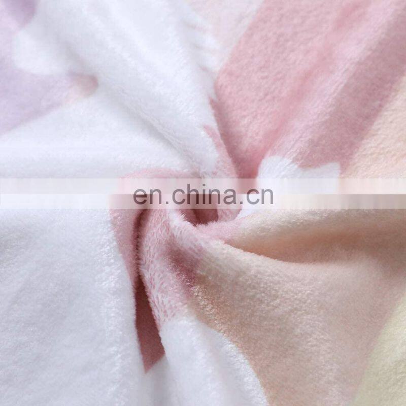 Recycling Cartoon Cute Plush Rainbow Unicorn Sherpa Throw Blanket for Girls