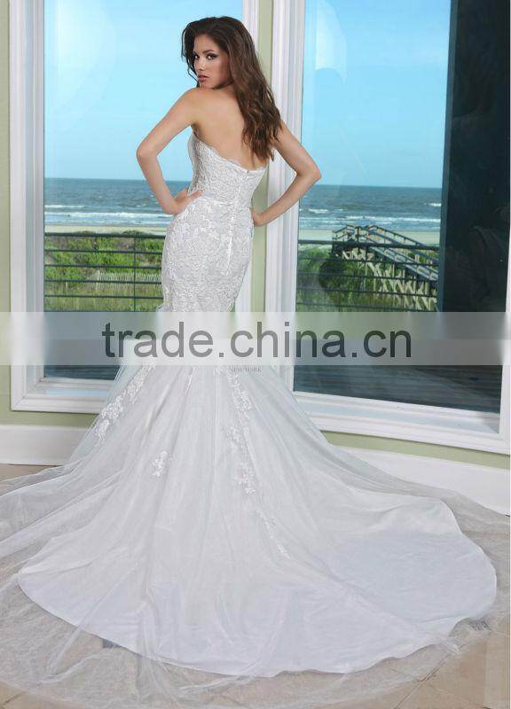 Strapless Sleeveless bottom tulle mermaid Wedding Dress
