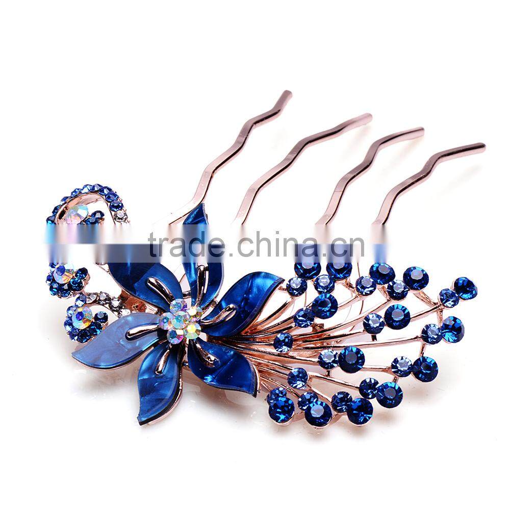 2015 new model FZZ-714 Metal crystal hair fork flower type full diamond