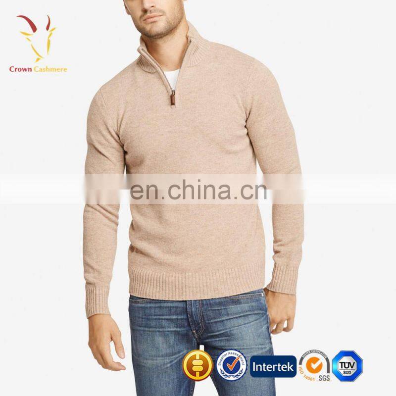 Men High Collar Half Zipper Cashmere Sweater Knitting Pattern