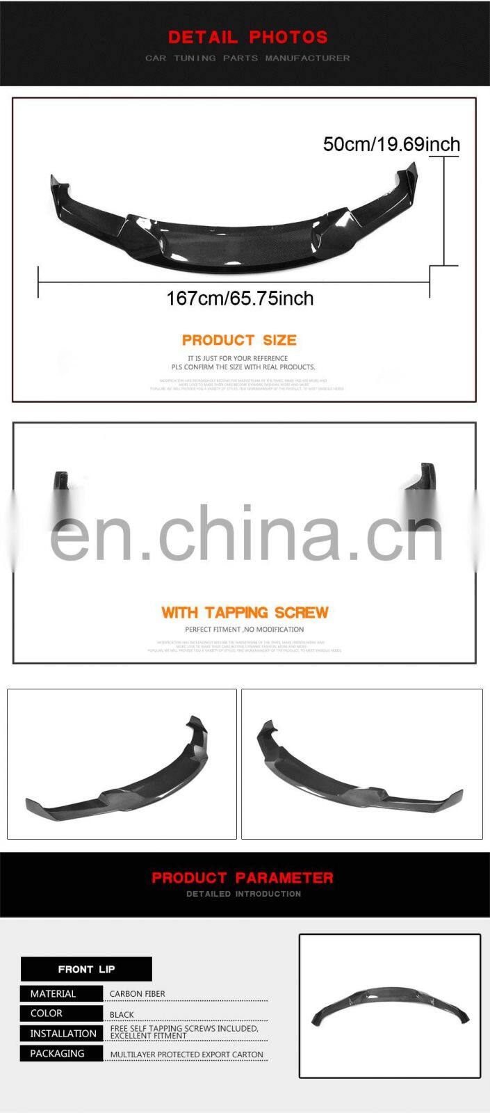 MA Style F30 F35 Carbon Fiber Car Front Lip for BMW 320i 325i 328i 330i 335i M Sport Sedan 4-Door 2013-2018