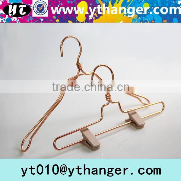YY471high quality red copper metal clothes hanger gold wire metal hanger for shirt