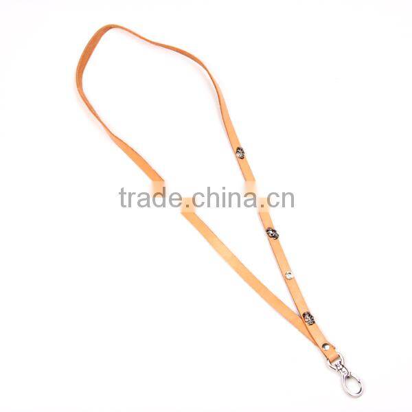 Cheap pu brown key holders strap hang around neck custom leather key chain