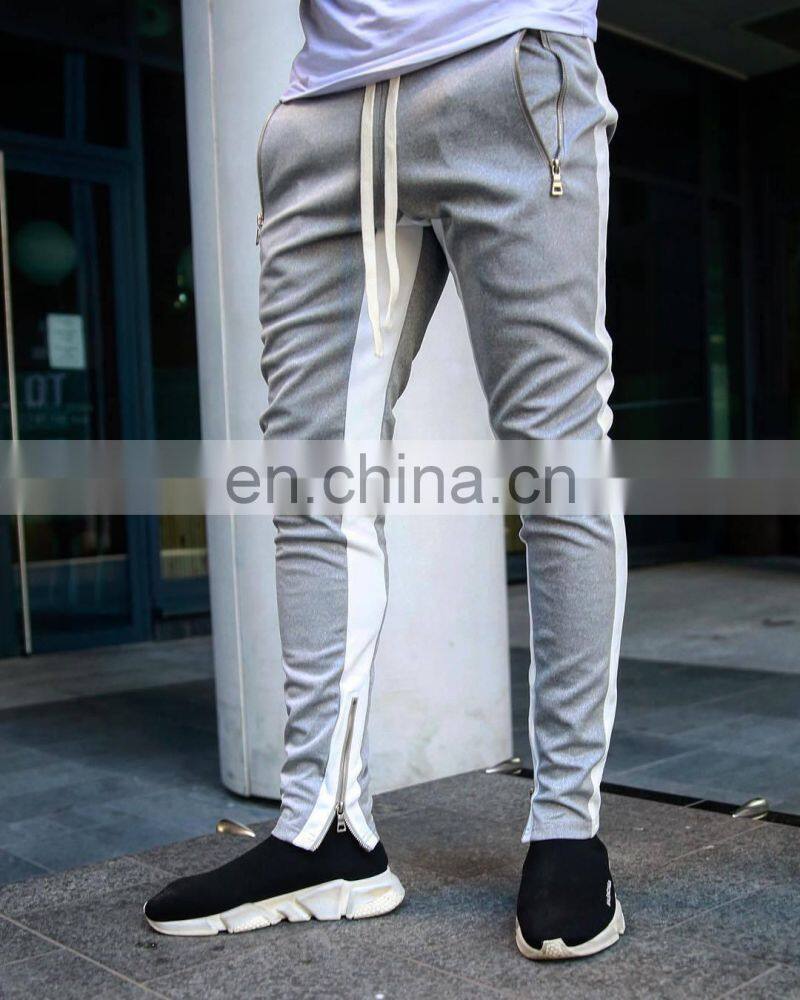 Summer drawstring trousers zipper double pocket long men's sports casual pants