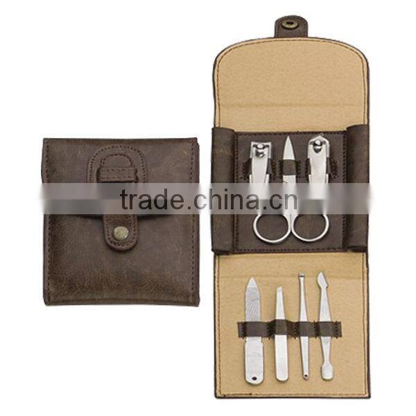 Dark red PU manicure set personal care kit