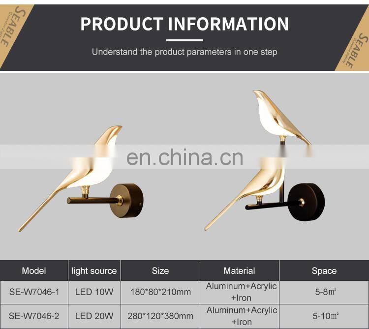 New Design Decoration Indoor Black Gold Aluminum Acrylic Iron Bedroom Modern LED Wall Lamp