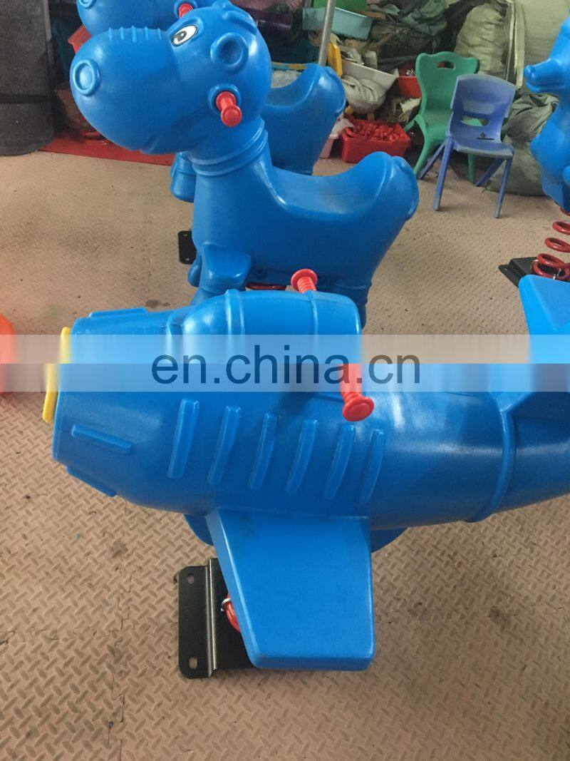 Kids cartoon ride on toy outdoor playground equipment rides orange duck plastic spring rocking horse for sale