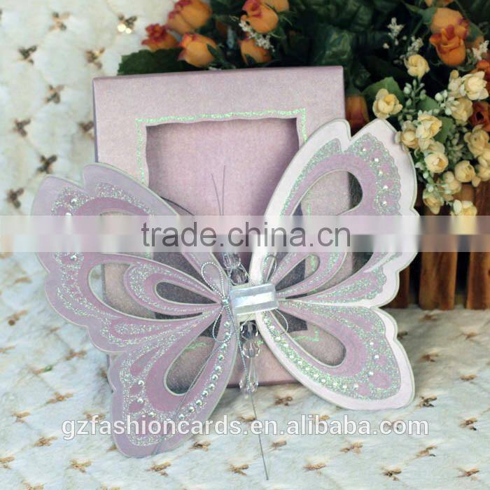 2014 Unique Luxury Butterfly Wedding Card