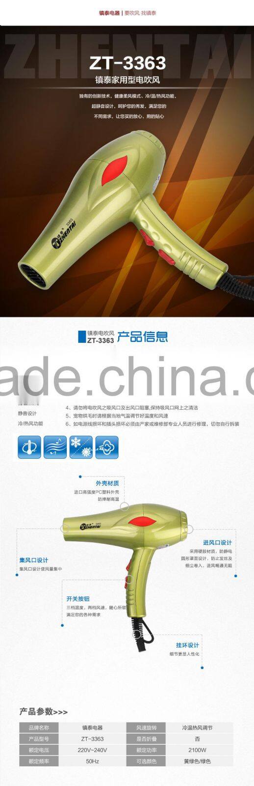 Salon Professional Hair Dressing Product Dryer for Home Use