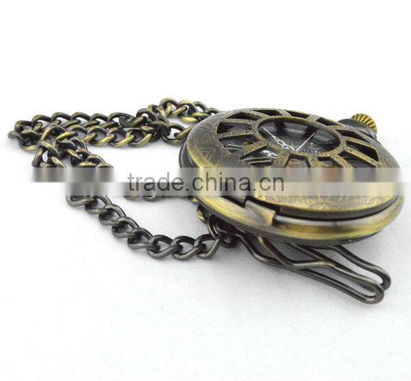 Cute carving watch face retro style bronze watch case mechanical antique pocket watch brands