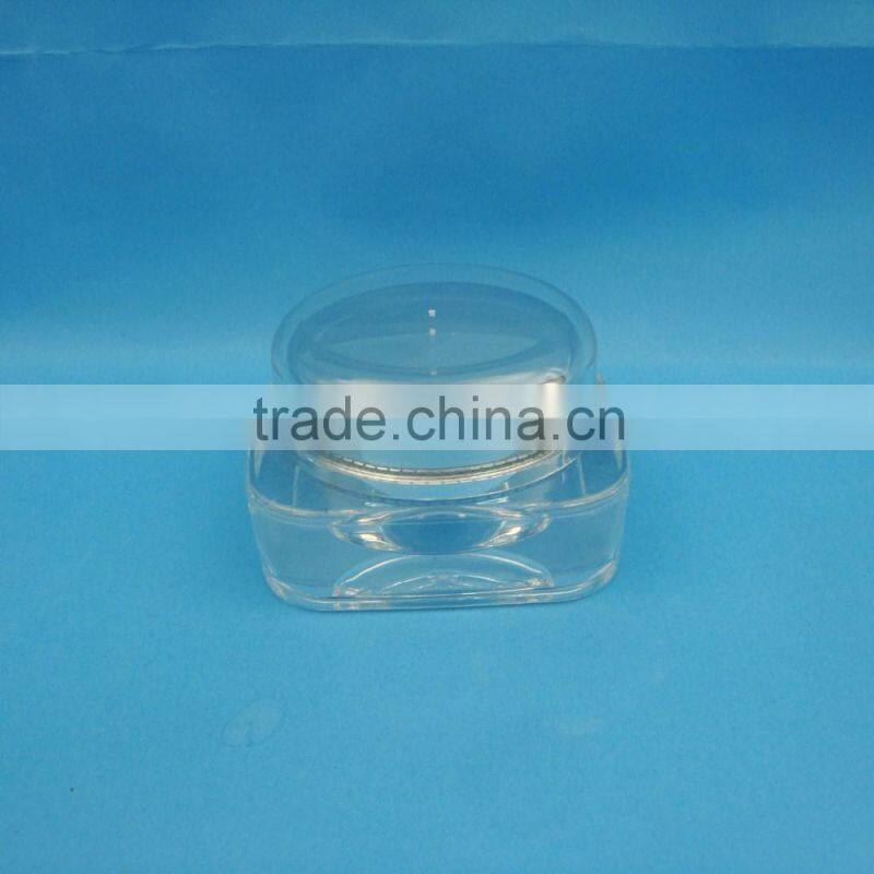 cosmetic clear square shape acrylic plastic jar with plastic cap