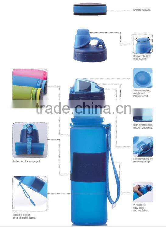 350ml school boy foldable traveling water bottle, convenient one-touch lid thermos bottle, LFGB food grade