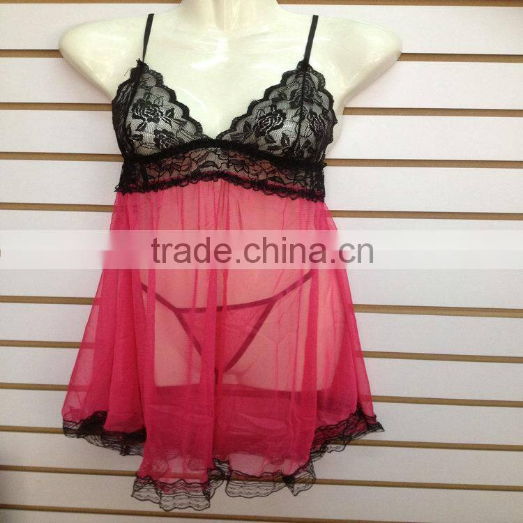 1.23USD Wholesale Mixing 14 Models Sexy Transparent pajama G string Inside/pyjamas/Sleepwear (qqsy058)
