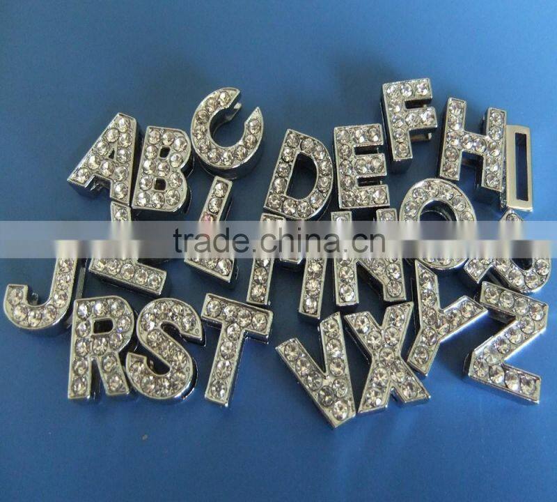 All Sufficient Polished High Quality personalized Zinc Alloy Metal DIY Plain slide alphabet letters