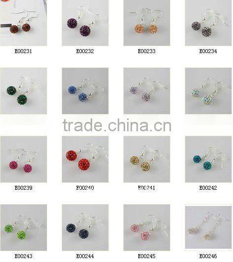 8MM Clear Disco Paved Shinny Dangle Ball Earring with Chain