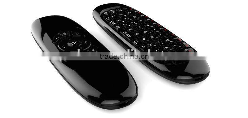 2014 top sale Dual-color LED light mini wireless keyboard remote controller ,Air mouse