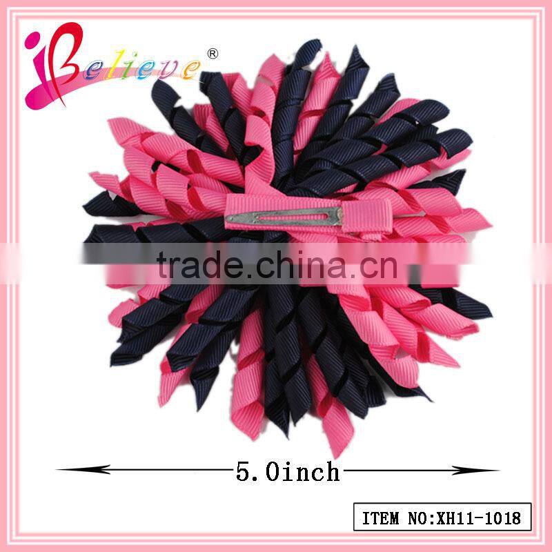 2014 Best selling national flag curly ribbon french barrette hair clips wholesale (GQ-01)