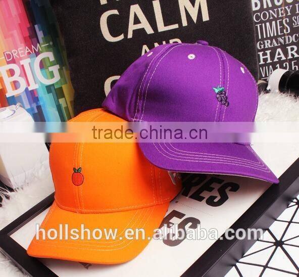 2016 Newest Fashion Simple Fresh Fruit Embroidery Men Women Curve Brim Plain Baseball Caps
