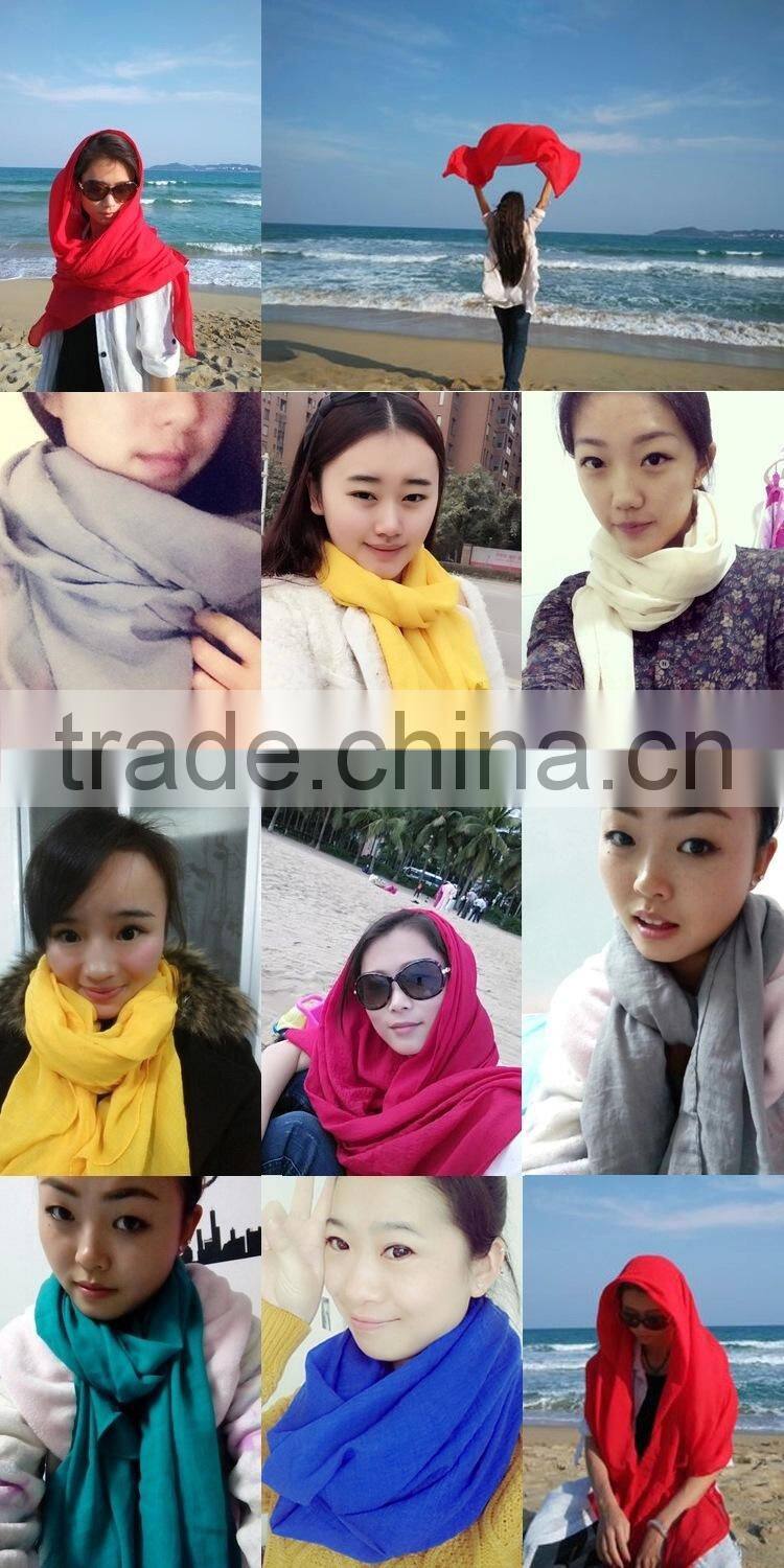 Wholesale Fall Winter Solid Color Cotton Viscose Fashion Ladies Plain Shawl Scarf
