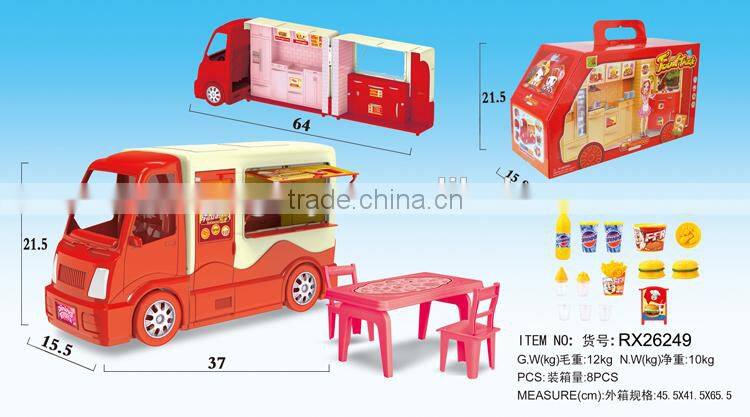 Children toy kitchen tool set breakfast cart mobile coffee cart