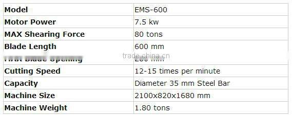 EMS-600 Hydraulic Aluminum Cutting Shear