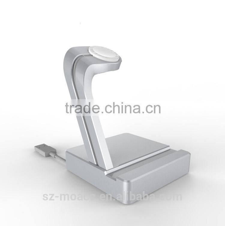2015 New design high quality Aluminium Alloy Watch stand for apple watch,2 in 1 stand for Apple Watch 38/42mm