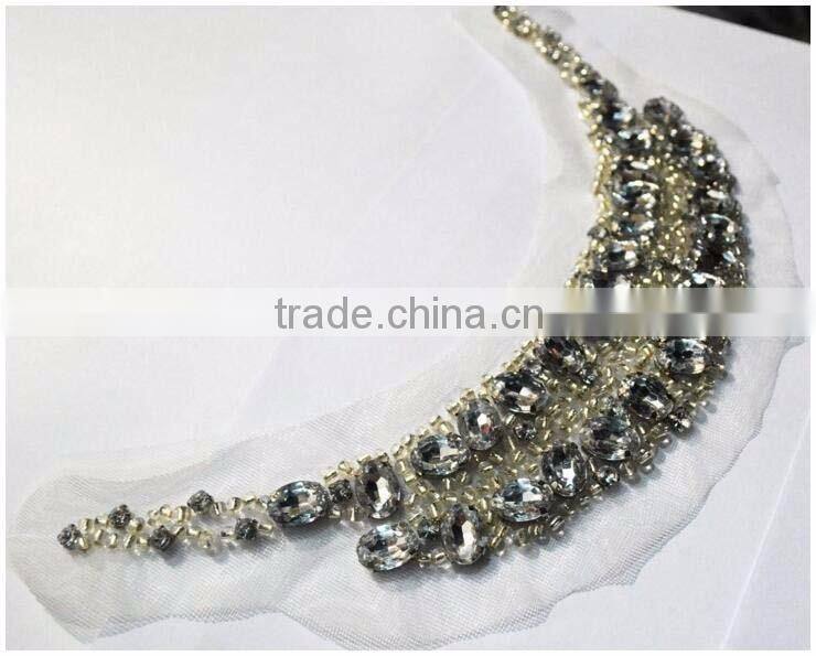 China Factory Garments Accessory,Fashion Cheap OEM/ODM Korean Handmade Sew on Acrylic Stone Net Cloth False Collar