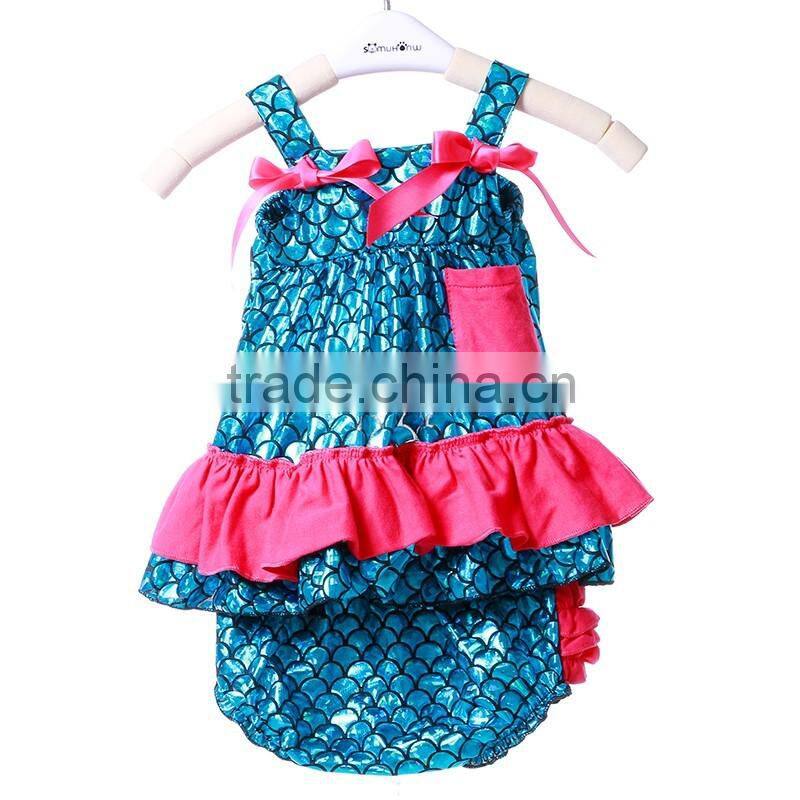 Summer Clothing 2016 mermaid baby girl swing dress summer baby girl dress mermaid outfit