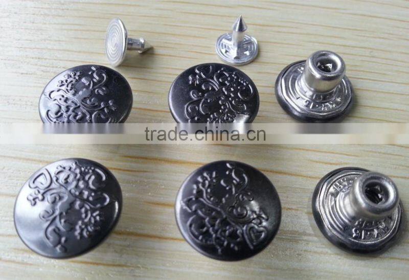 Gunmetal Color Metal Jeans Tack Button -- JB1412010