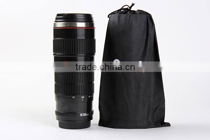 Small Black 2 Generation Stainless Steel Camera Lens Mug Cup for Canon 70-200MM