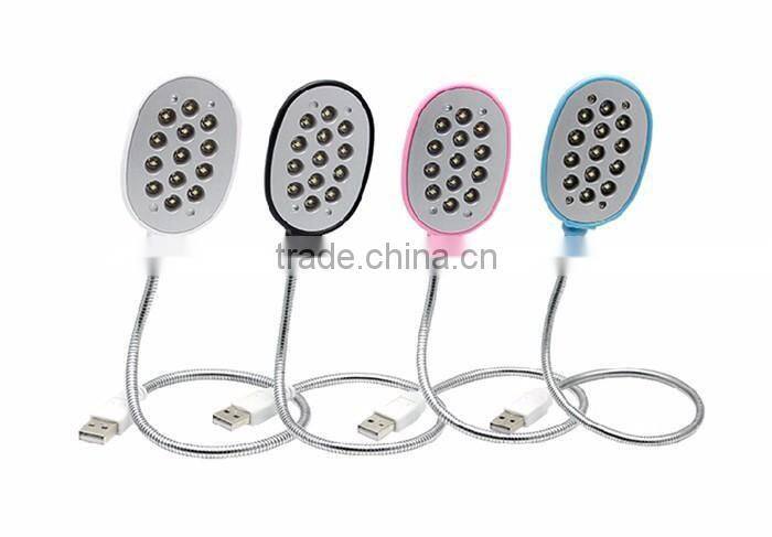 Ultra Bright USB 13 LED 13LED Light Lights Lighting Powered Flexible White Reading Lamp for Laptop Power Bank Mobile Charger Com