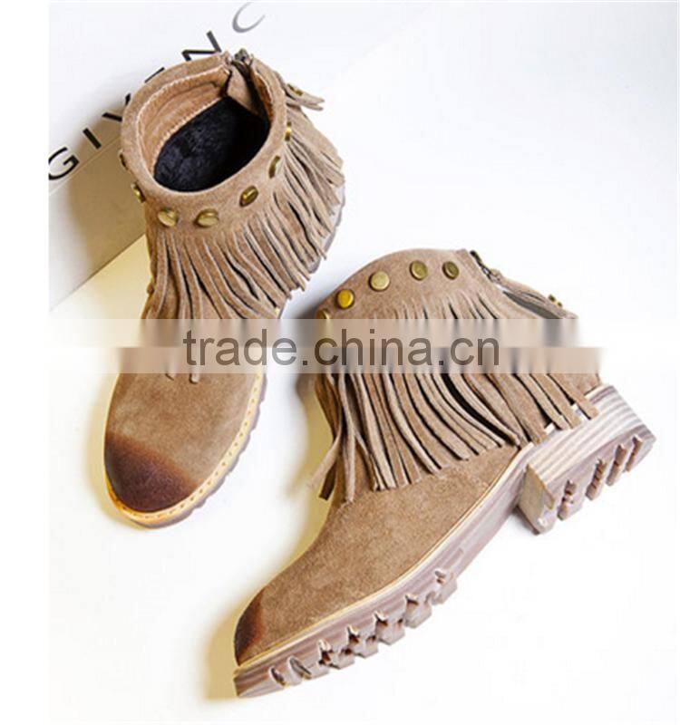 2.5cm woman brown tassel ladies boots fashion lady winter boots for 2013-2014