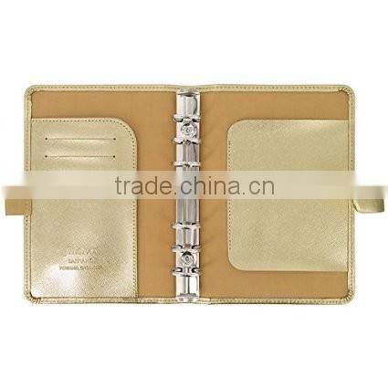 gold pu leather personal size organizer agenda with jot pad notebook