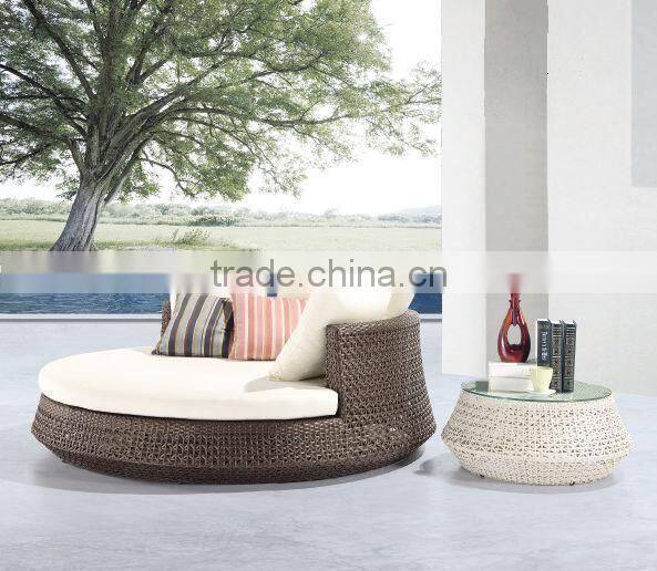 2015 outdoor furniture rattan pool sunbed/sunbed with canopy/outdoor sunbed cushion (DH-9657)