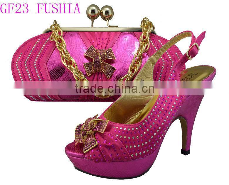 Wholesale lady italian shoes matching bag set women shoes and bags OF GF23 black
