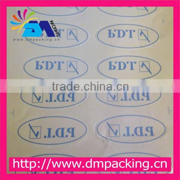 elliptical orange with black printing self-adhesive sticker for glass