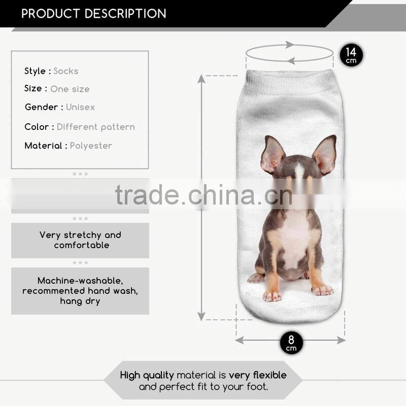 taobao ankle socks animals 3d digital full print colorful socks manufacturers