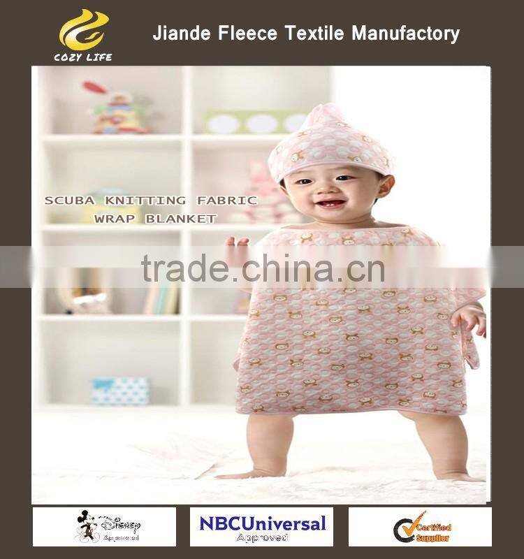 Baby Blanket Toddlers Scuba Knitting Fabric Wraps Blanket Cartoon Animal Design Air Layer Shawl