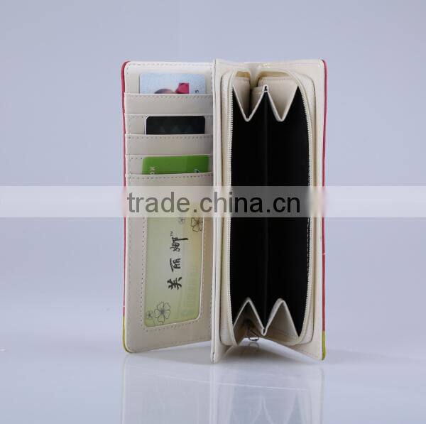 New Arrival Red Flower Printed Brand Lady Wallet/Colorful and Fashion multifunction PU Leather Printed Women Wallet