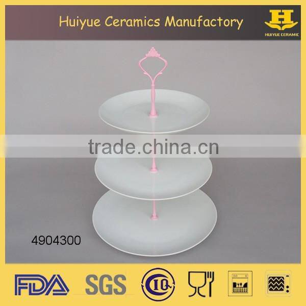 2015 new product factory directly ceramic cake stand, 3 tiers ceramic cup cake stand