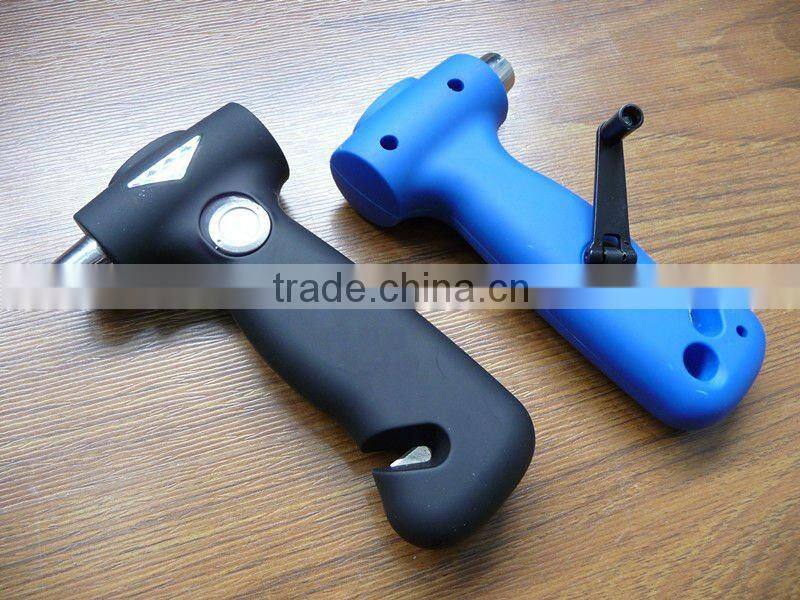LED dynamo torch with car safety hammer
