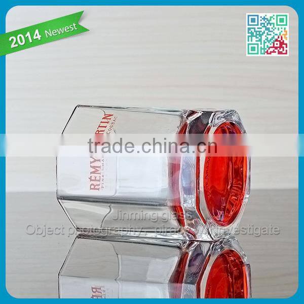 2015 Promotional Unique Design OEM Branded Hot Lead Free Liquor Glasse. Square Shot Glass square outside circle inside