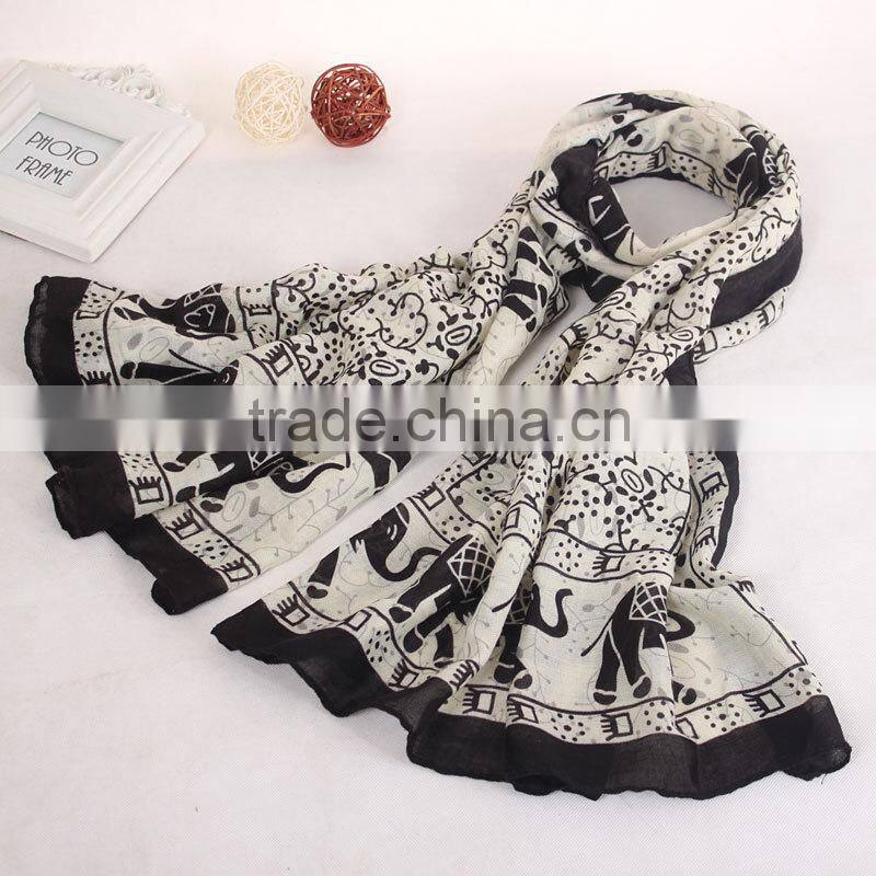 New product high quality digital print custom design cotton scarf elephant pattern WJ-644
