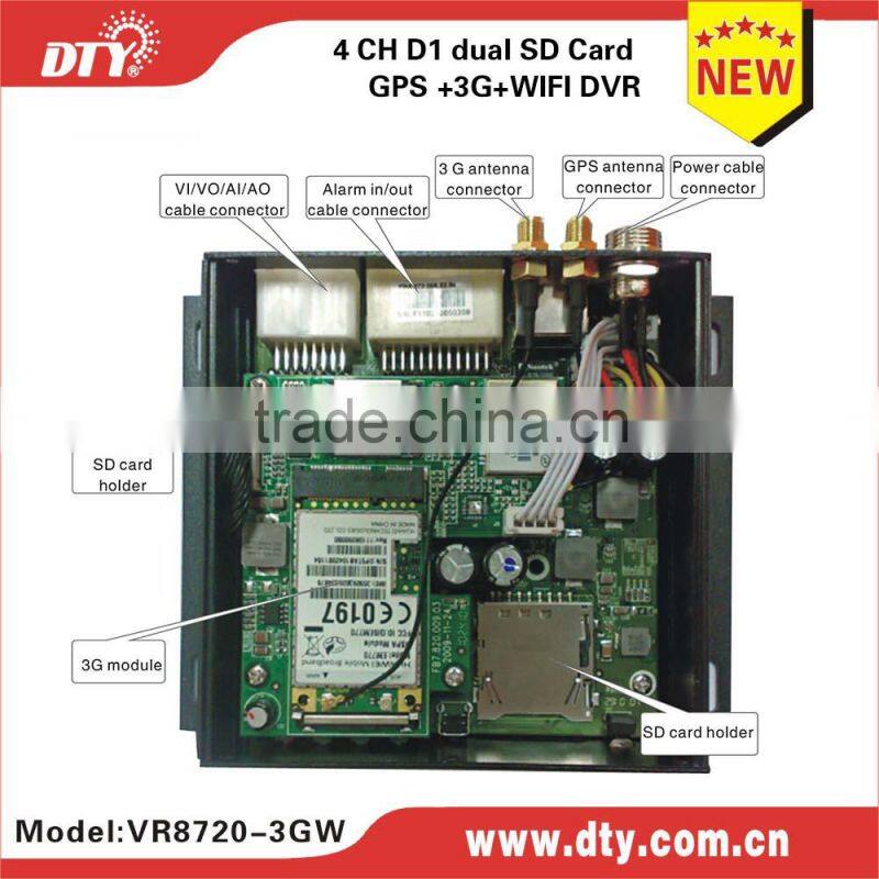 DTY VR8720 4 channel live viewing /monitoring DVR with dual sd card of 128GB